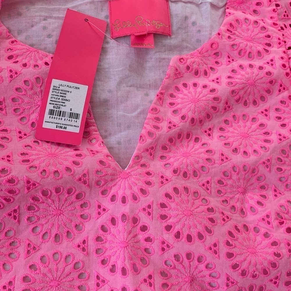 LILLY PULITZER Small Astara in Prosecco Pink Neon Geo Eyelet dress - Picture 8 of 16